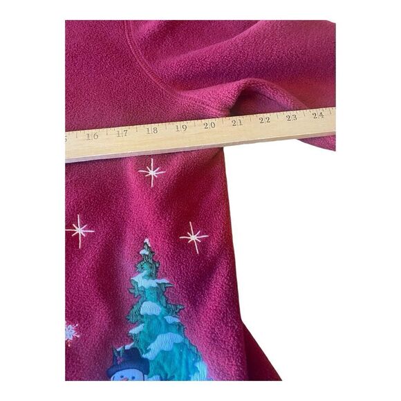 Croft Barrow Christmas Sweater Size PM Full Zip Snowmen Women Red Fleece - Picture 9 of 11